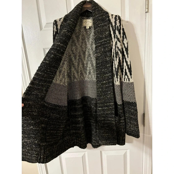 LUCKY Brand Stargazer Aztec Wool Shawl Cardigan Sweater Open Front sz M - Picture 5 of 15